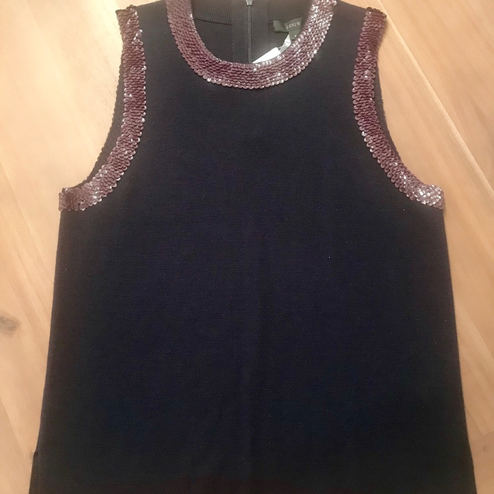 NWT J. Crew Navy Knit Tank w/ Sequins - Small